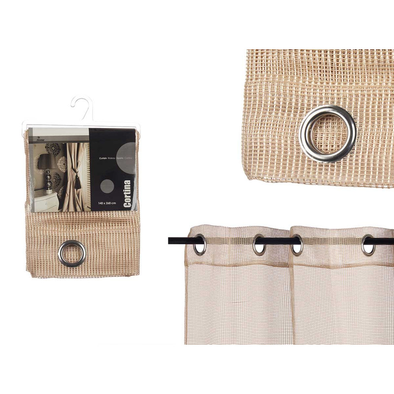 CURTAIN 140X260CM 6 EYELETS BEIGE GRID