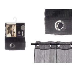 CURTAIN 140X260CM 6 EYELETS BLACK GRID