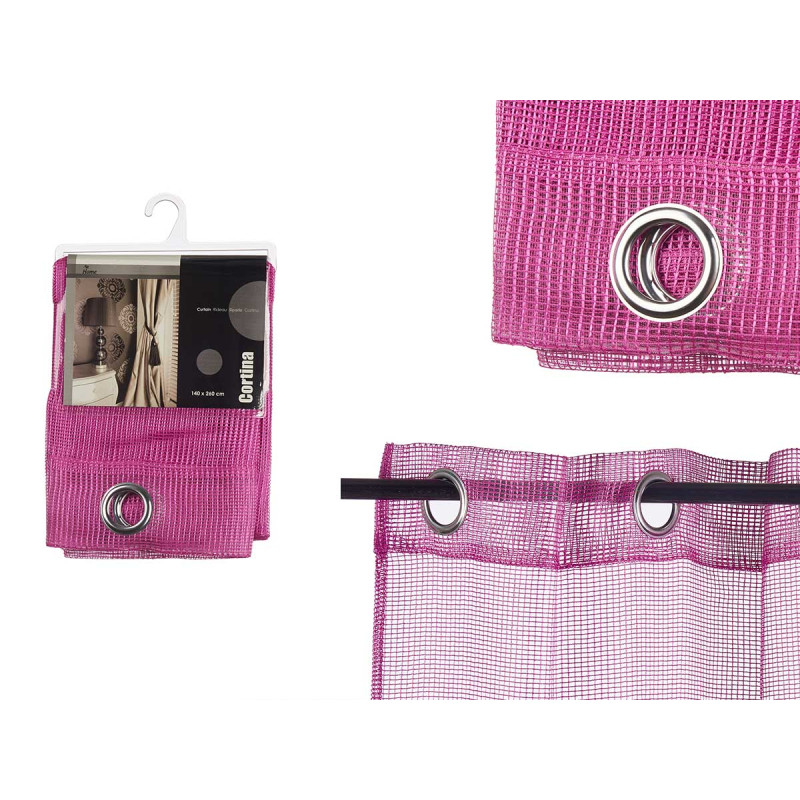 CORTINA 140X260CM 6 ILHOS REDE FUCSIA
