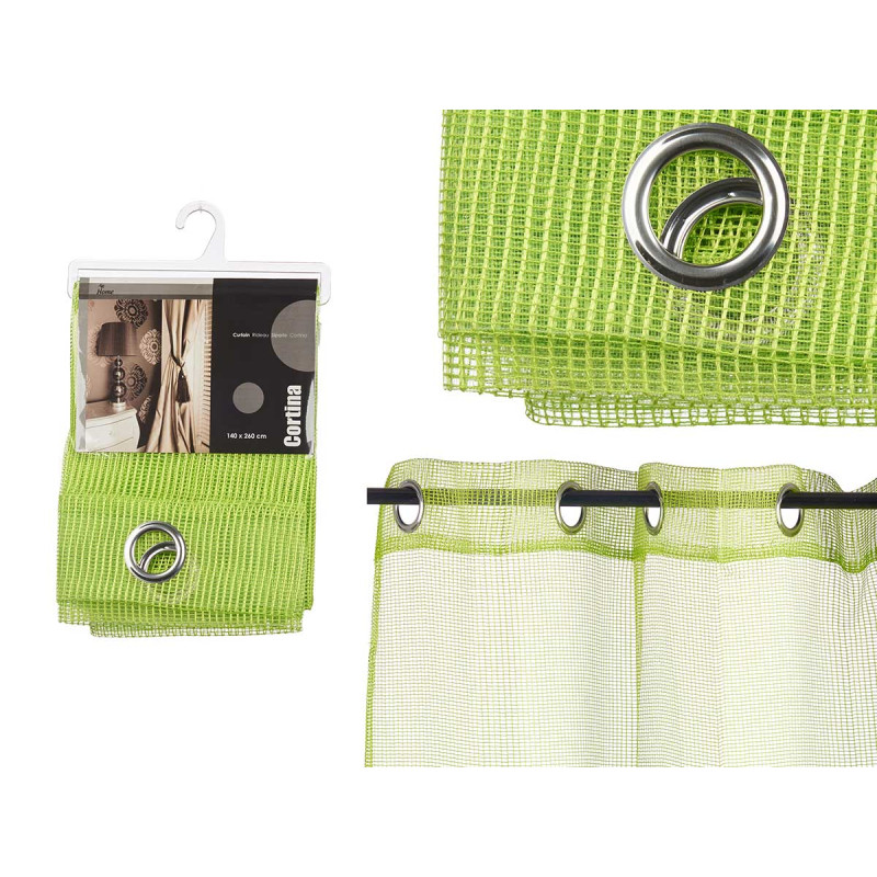 CURTAIN 140X260CM 6 EYELETS GREEN GRID