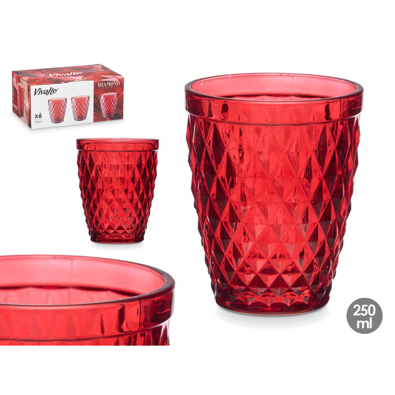 BICCHIERE DIAMANTE ROSSO 250 ML