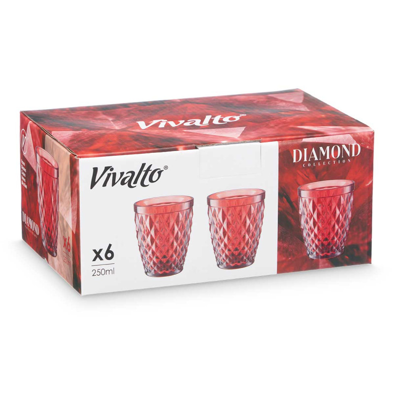 BICCHIERE DIAMANTE ROSSO 250 ML