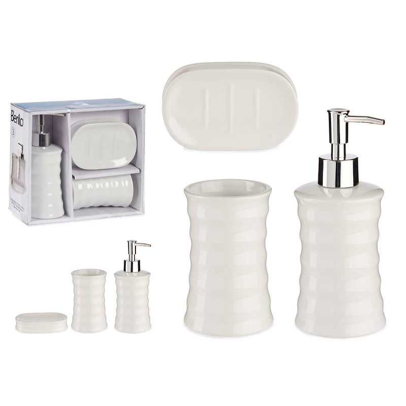 SET BAGNO 3 PZI ROTONDO ALTO RIGHE BIANC