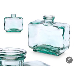 RECTANGULAR RECYCLED GLASS VASE 22 CM