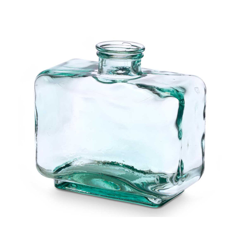 RECTANGULAR RECYCLED GLASS VASE 22 CM