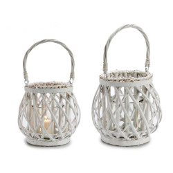 CYLIND WHITE CANLE HOLDER W HANDLE 22CMH