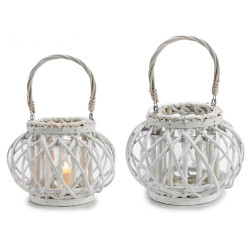 CYLIND WHITE CANLE HOLDER W HANDLE 18CMH