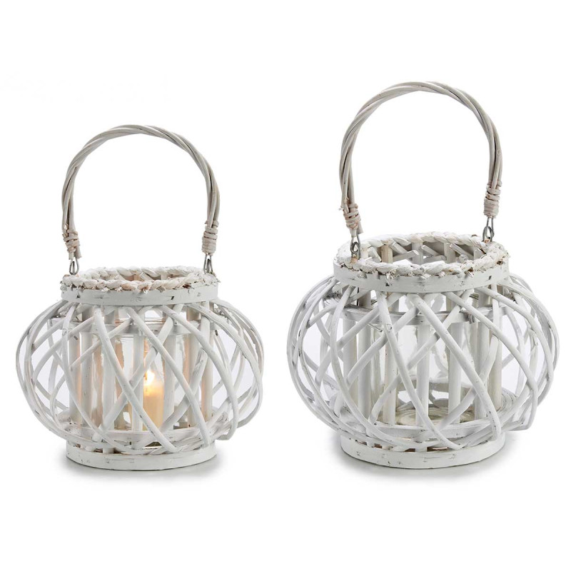 PORTE-BOUGIE CYLINDRIQUE BLANC AVEC ANSE