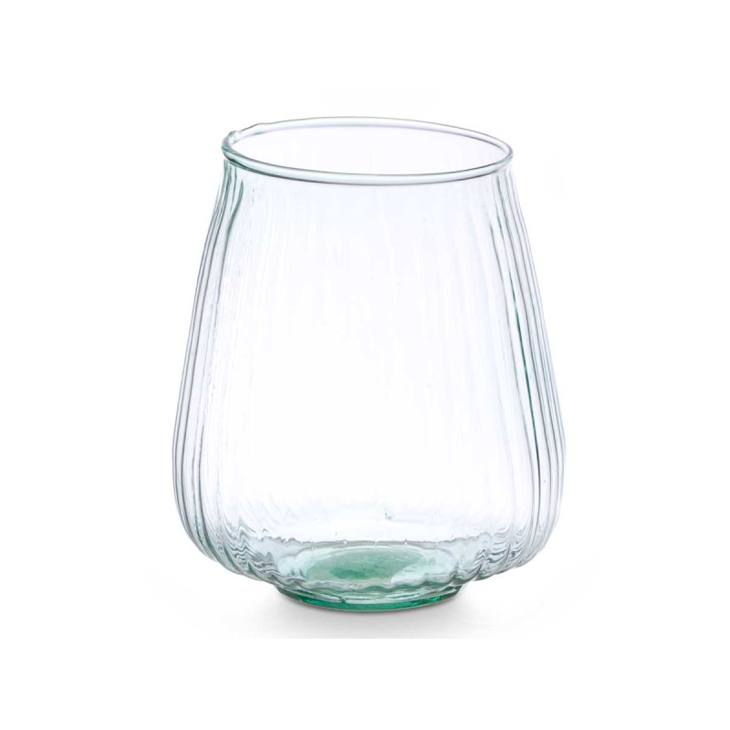 VASE EN VERRE RECYCLÉ RAYÉ 15 D X 18 CM 
