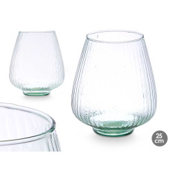 VASE EN VERRE RECYCLÉ RAYÉ 22 D X 25 CM 