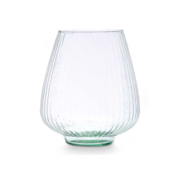 VASE EN VERRE RECYCLÉ RAYÉ 22 D X 25 CM 