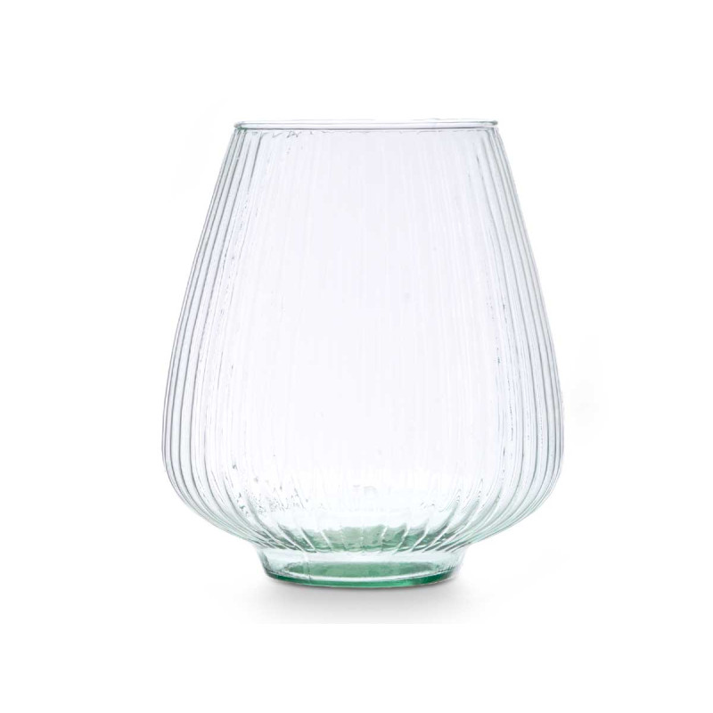 VASE EN VERRE RECYCLÉ RAYÉ 22 D X 25 CM 