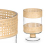 SUPORTE VELA CILINDRICO VIDRO E RATTAN