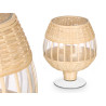 SUPORTE VELA VIDRO E RATTAN