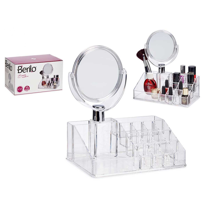 ORGANIZER WITH MIRROR 16 SLOTS