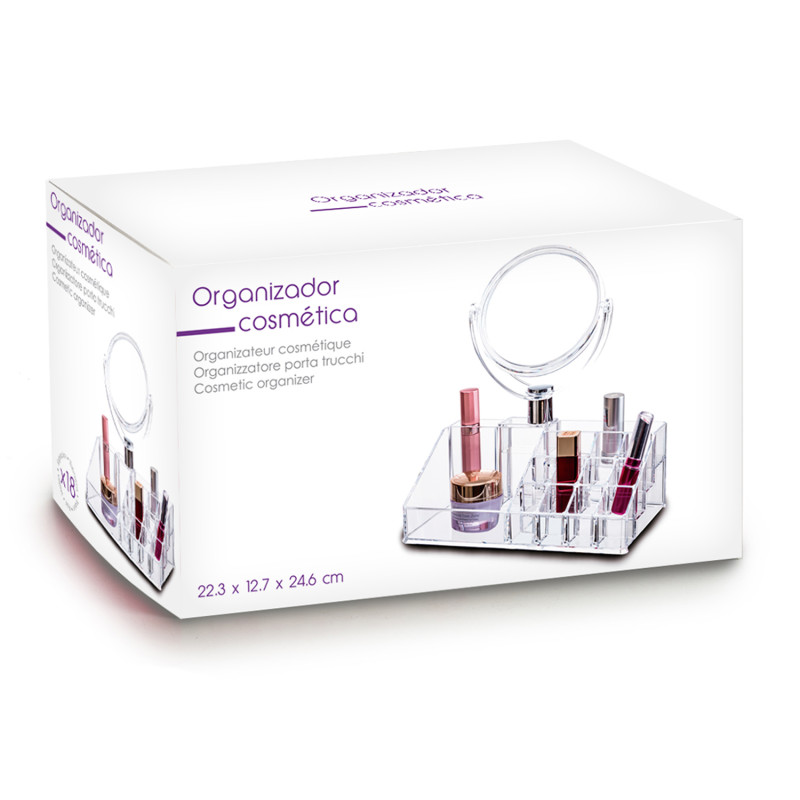 ORGANIZER WITH MIRROR 16 SLOTS