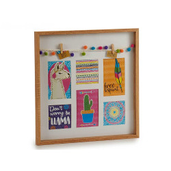 WOODEN PHOTO FRAME POMPON SQUARE