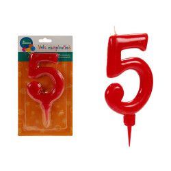 BOUGIE ANNIVERSAIRE 5 ROUGE GRANDE