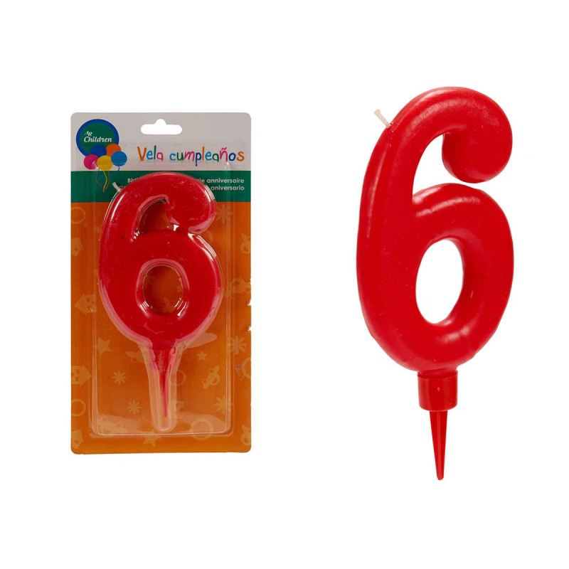 BIG RED BIRTHDAY CANDLE 6