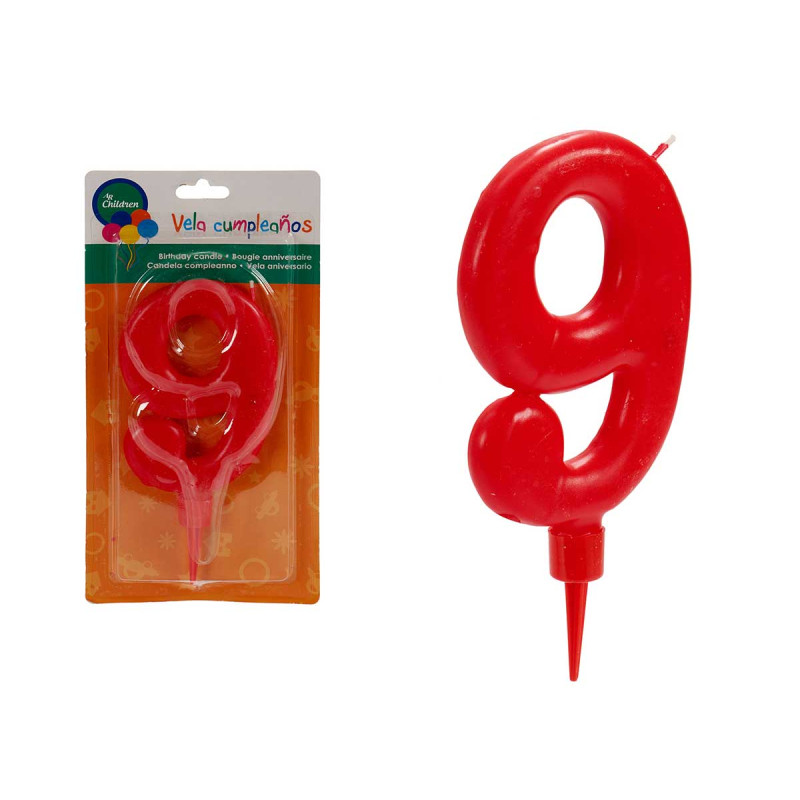 BOUGIE ANNIVERSAIRE 9 ROUGE GRANDE
