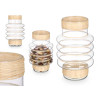 BOUGEOIR ANNEAUX EN VERRE ET ROTIN 