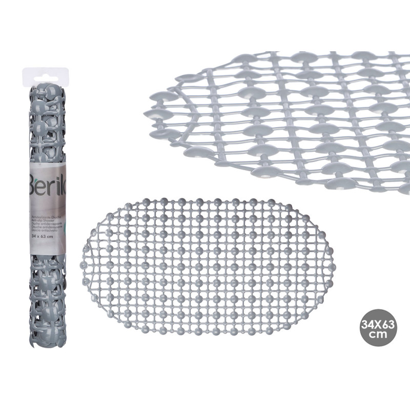 TAPIS DE DOUCHE ANTIDÉRAPANT GRIS 34X63 CM