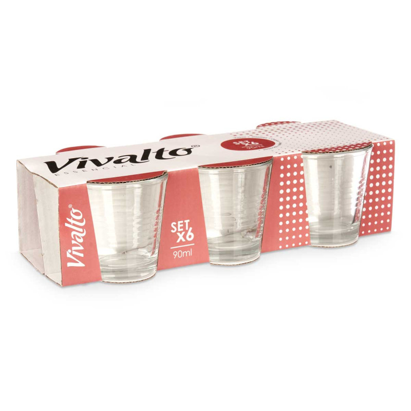 SET 6 BICCHIERI VETRO CAFFE 90ML