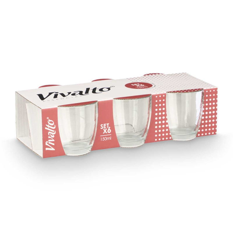 SET 6 VASOS CORTADO 150ML
