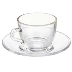 TAZA VIDRIO CAFE 85ML CON PLATO