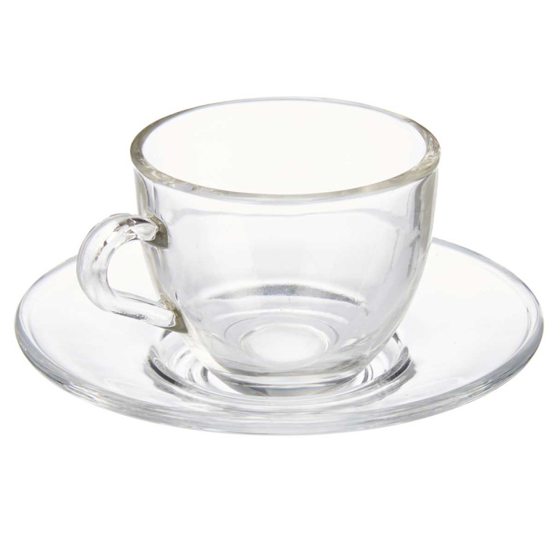 TAZA VIDRIO CAFE 85ML CON PLATO