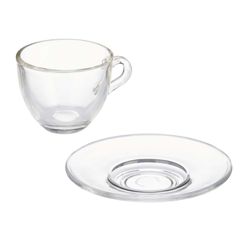 TAZA VIDRIO CAFE 85ML CON PLATO