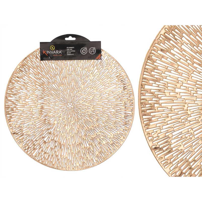 ROUNDED TABLE MAT GOLD FLOWER