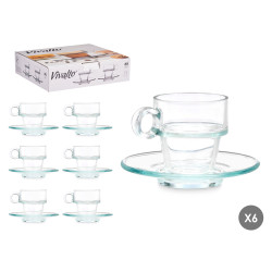 CANECA CAFE VIDRO 100ML COM PRATO