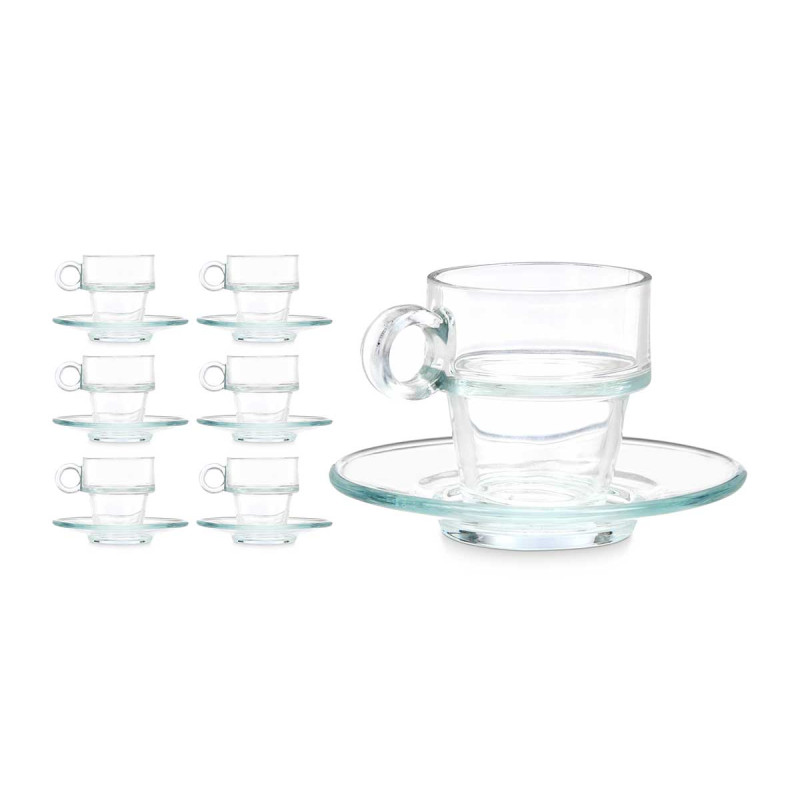 CANECA CAFE VIDRO 100ML COM PRATO