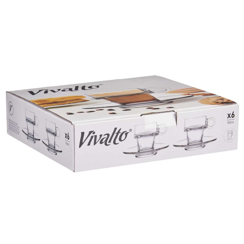 TAZA VIDRIO CAFE 90ML CON PLATO