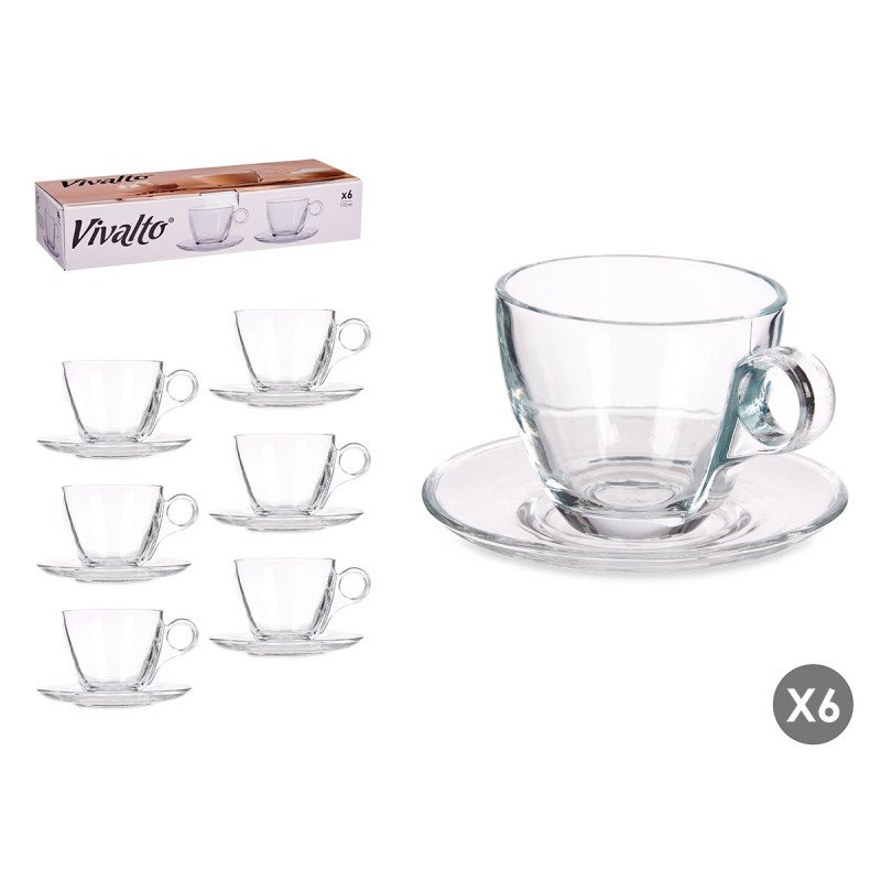 CANECA CAFE VIDRO 170ML COM PRATO