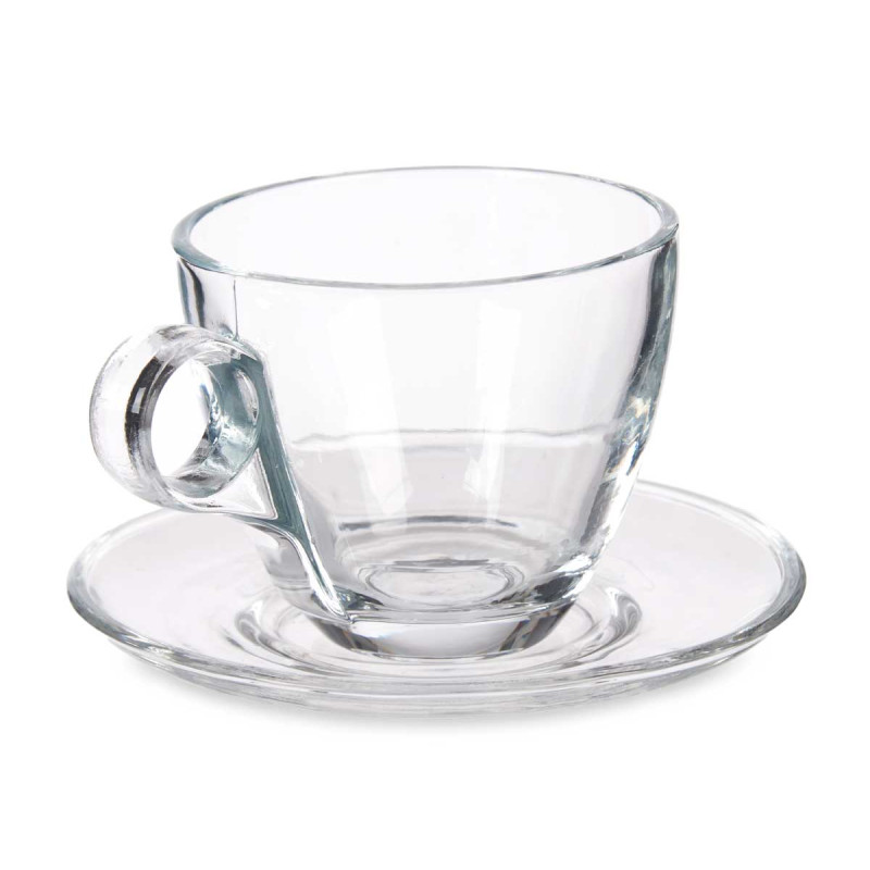 TAZA VIDRIO CAFE 170ML CON PLATO