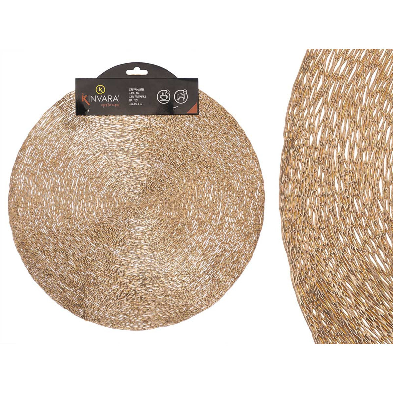 ROUNDED TABLE MAT GOLD STRIPED