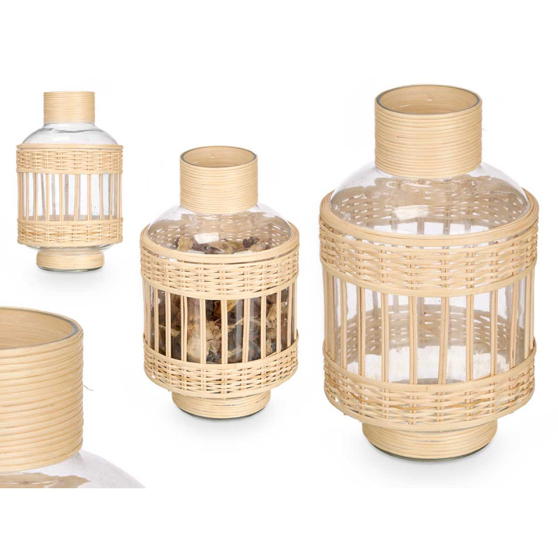 BOTTIGLIA PICC VETRO RATTAN
