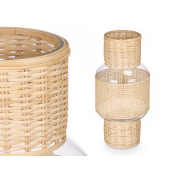 SUPORTE VELA VIDRO E RATTAN GRD