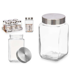 BARATTOLO VETRO QUADR 1L COPERCHIO ACCIA