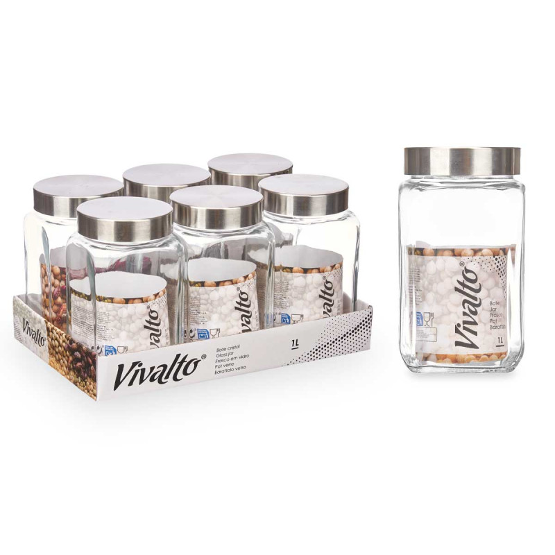 FRASCO VIDRO QUADRADO 1L TAMPA AÃO