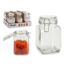 SQUARE GLASS JAR 1,2L HERMETIC LID
