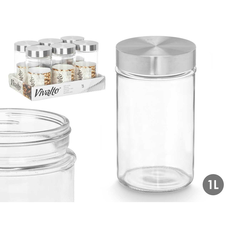POT VERRE ROND 1L COUVERCLE ACIER