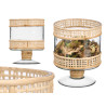 SUPORTE VELA CILINDRICO VIDRO E RATTAN PEQ