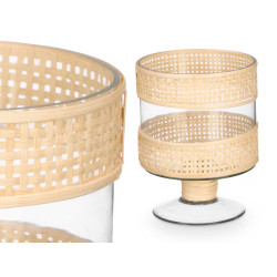 PORTACANDELA CALICE CILINDRICO PICC VETRO RATTAN