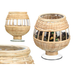 PORTACANDELA CALICE PICC VETRO RATTAN