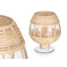 BOUGEOIR COUPE EN VERRE ET ROTIN PETIT