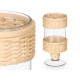 BOUGEOIR COUPE CYLINDRIQUE HAUT EN VERRE ET ROTIN 