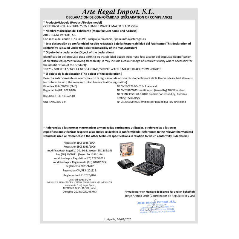 GAUFRIER SIMPLE NOIR 750W